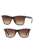 Women's Ray-ban Blaze 141mm Wayfarer Shield Sunglasses - Light Havana Gradient