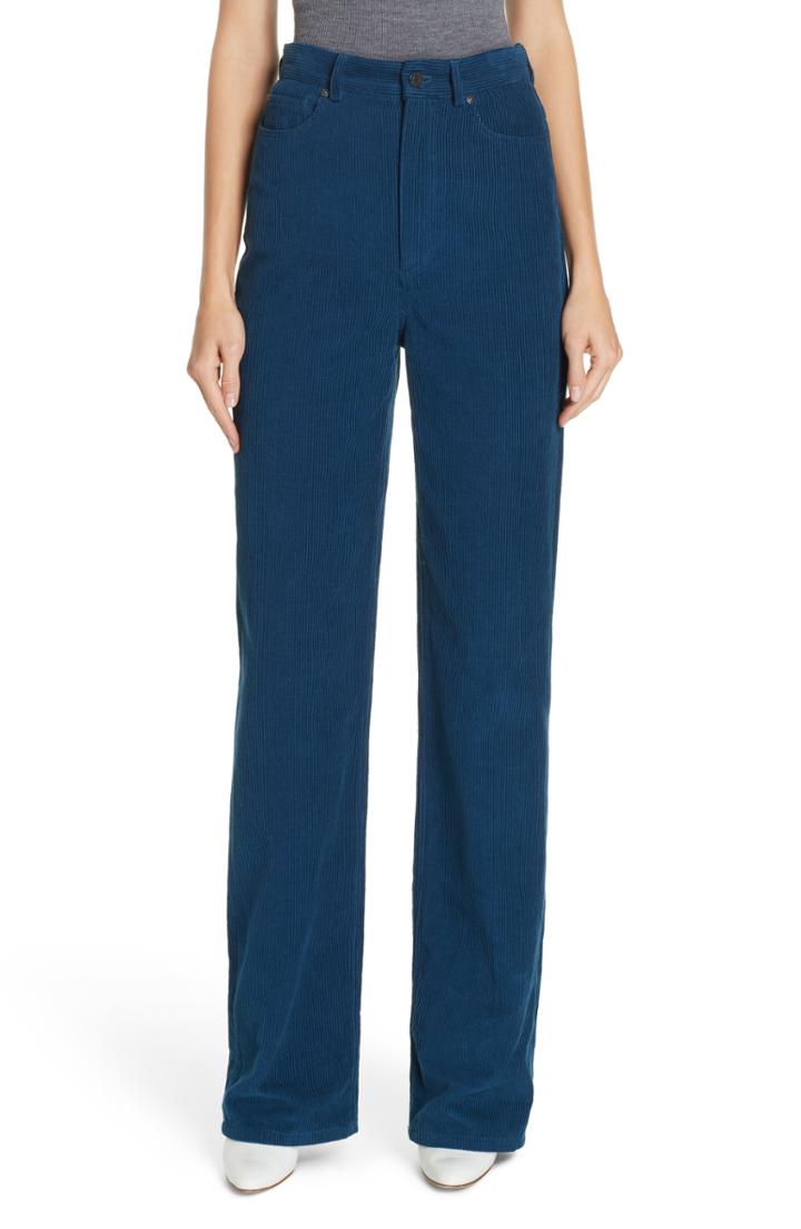 Women's La Vie Rebecca Taylor Straight Leg Corduroy Pants - Blue/green
