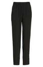 Petite Women's Eileen Fisher Slouchy Silk Crepe Ankle Pants, Size P - Black