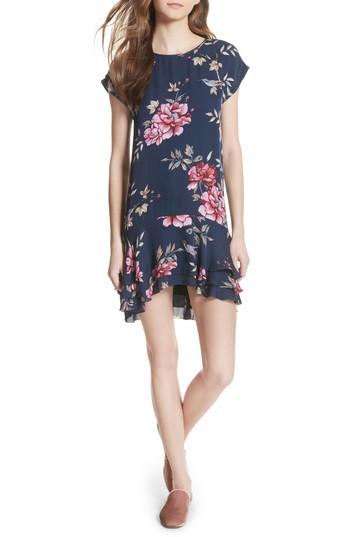 Women's Joie Coreen Drop Waist Floral Silk Dress - Blue