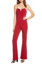 Women's Socialite V-front Jumpsuit, Size - Red