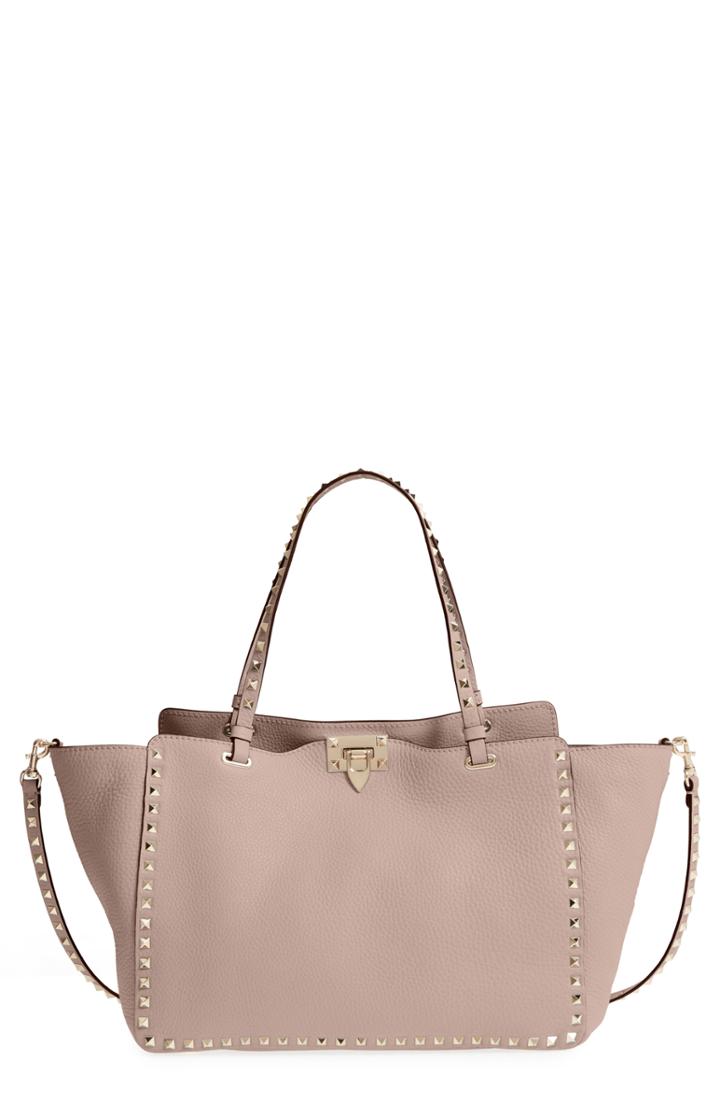 Valentino Garavani Medium Rockstud Leather Double Handle Tote -