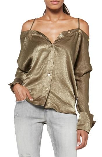 Women's Alpha & Omega Satin Off The Shoulder Blouse - Orange