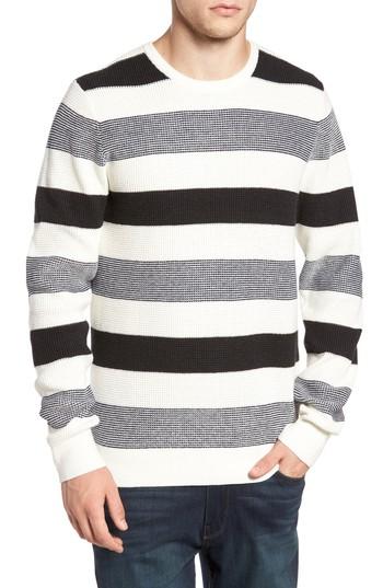 Men's 1901 Stripe Waffle Knit Sweater, Size - White