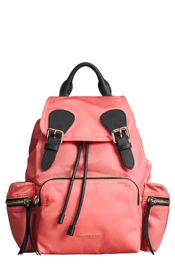 Burberry Medium Rucksack Nylon Backpack - Coral