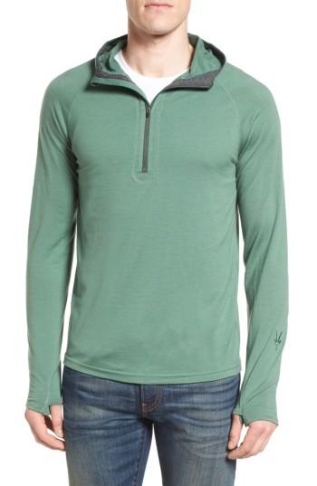 Men's Ibex 'indie' Merino Wool Half Zip Hoodie, Size - Green
