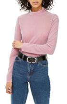Women's Topshop Metallic Funnel Neck Top Us (fits Like 0) - Black