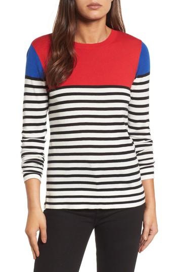 Women's Halogen Colorblock Stripe Sweater, Size - Red