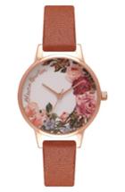 Women's Olivia Burton English Garden Leather Strap Watch, 30mm