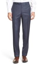 Men's Nordstrom Men's Shop Flat Front Sharkskin Wool Trousers - Blue