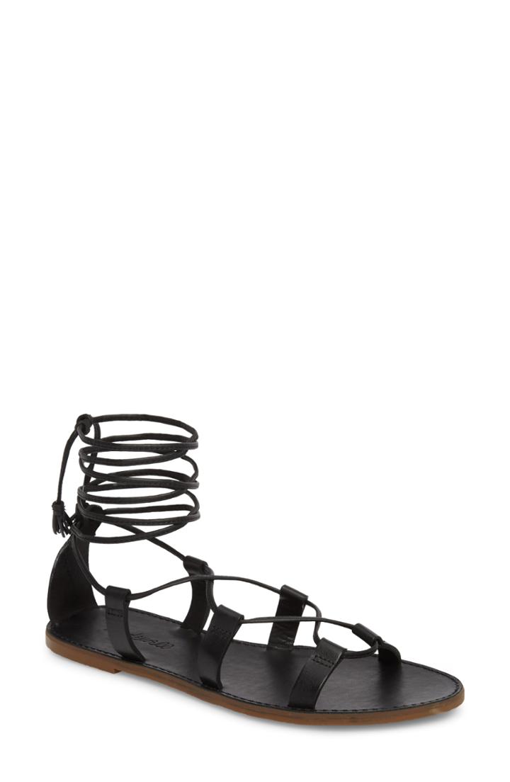 Women's Madewell The Boardwalk Lace-up Sandal .5 M - Black