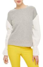 Women's Topshop Mixed Media Sweatshirt Us (fits Like 0) - Grey