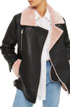 Women's Topshop Lola Biker Jacket Us (fits Like 0) - Black