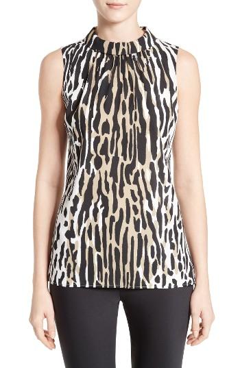 Women's St. John Collection Leopard Safari Silk Shell