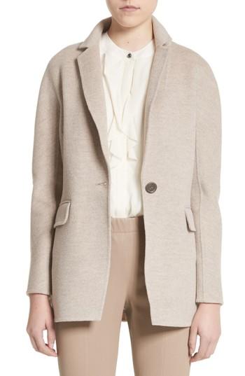 Women's St. John Collection Double Face Wool, Angora & Cashmere Blend Blazer, Size - Brown