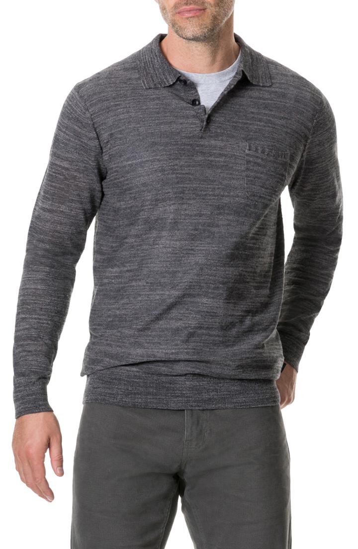 Men's Rodd & Gunn Barret Reef Long Sleeve Polo, Size - Grey