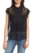 Women's Hinge High Neck Lace Top - Black