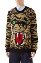 Men's Gucci Tiger Wool Blend Sweater - Black