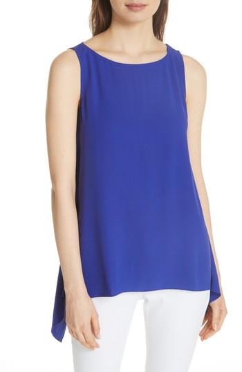 Women's Eileen Fisher Wrap Back Silk Tank, Size - Blue