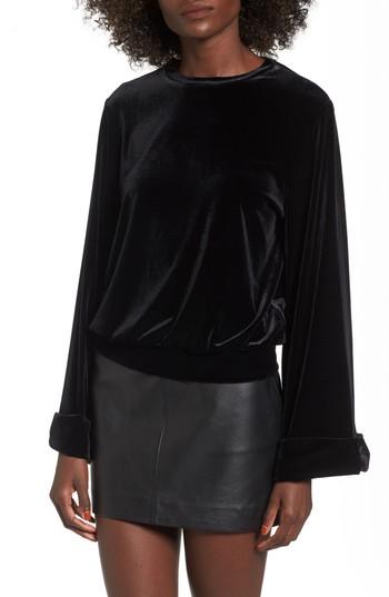 Women's Leith Velvet Top, Size - Black