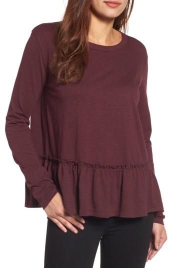 Women's Caslon Peplum Tee, Size - Burgundy