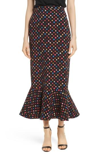 Women's Saloni Portia Polka Dot Trumpet Skirt - Black