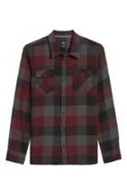 Men's Vans Trim Fit Check Flannel Woven Shirt - Burgundy