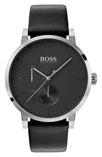 Men's Boss Oxygen Chronograph Leather Strap Watch, 42mm