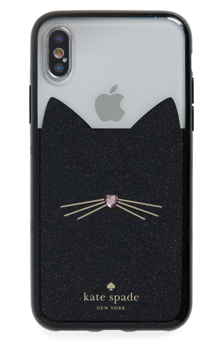 Kate Spade New York Glitter Cat Iphone X/xs Case - Black