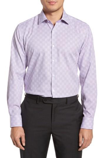 Men's Tailorbyrd Haper Trim Fit Plaid Dress Shirt - 32/33 - Purple