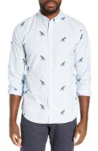Men's Bonobos Washed Button Down Slim Fit T. Rex Print Sport Shirt R - Blue