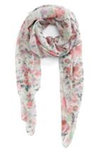 Women's Accessory Collective Floral Print Scarf, Size - White