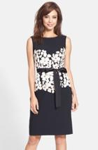 Women's Nue By Shani Floral Applique Crepe Sheath Dress