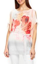 Women's Wallis Palm Sunrise Slit Sleeve Belted Top - Pink