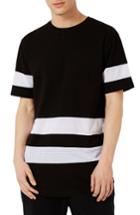 Men's Topman Mesh Stripe Longline T-shirt - Black