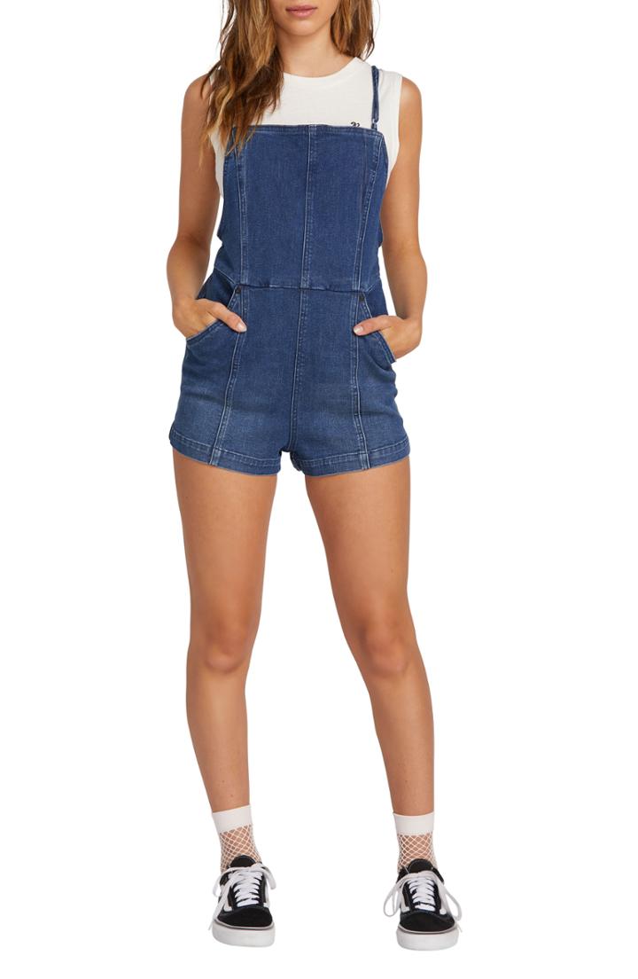 Women's Volcom Liberator Denim Romper - Blue