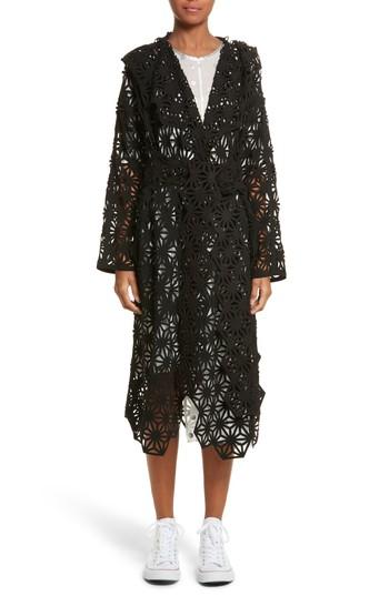 Women's Paskal Laser Cut Hooded Coat - Black