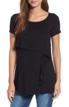 Women's Maternal America Ruffle Cascade Maternity/nursing Top - Black