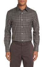 Men's Nordstrom Men's Shop Regular Fit Plaid Sport Shirt, Size - Black