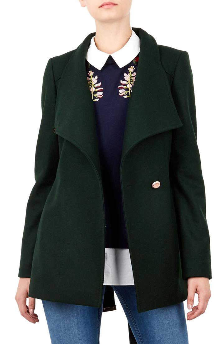 Women's Ted Baker London Rytaa Wool Blend Wrap Coat - Green