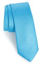 Men's Calibrate Saffron Solid Silk Skinny Tie, Size - Blue/green