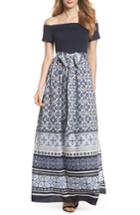 Petite Women's Eliza J Off The Shoulder Maxi Dress P - Blue