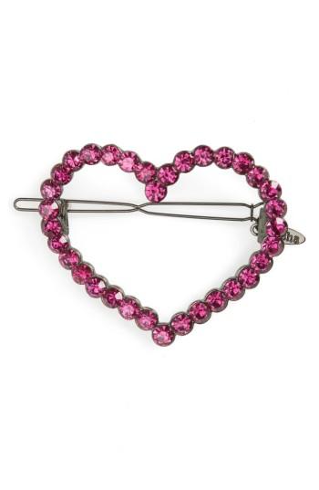 Tasha Crystal Heart Barrette, Size - Pink
