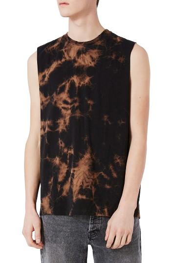 Men's Topman Tie Dye Oversize Tank - Black