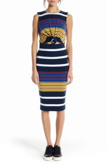 Women's Kendell + Kylie Stripe Midi Dress - Black