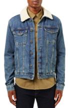 Men's Topman Borg Denim Jacket, Size - Blue