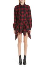 Women's Alexander Wang Tie Waist Wool Flannel Shirtdress - Red