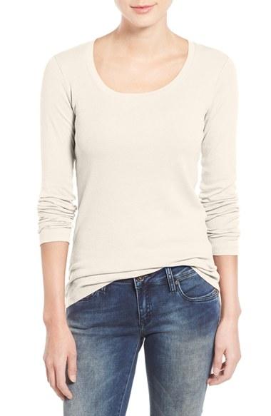 Women's Caslon 'melody' Long Sleeve Scoop Neck Tee - Ivory