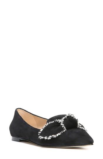 Women's Sam Edelman Rochester Bow Pointy Toe Flat .5 M - Black