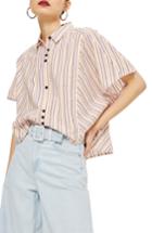 Women's Topshop Boxy Stripe Shirt Us (fits Like 0) - Pink